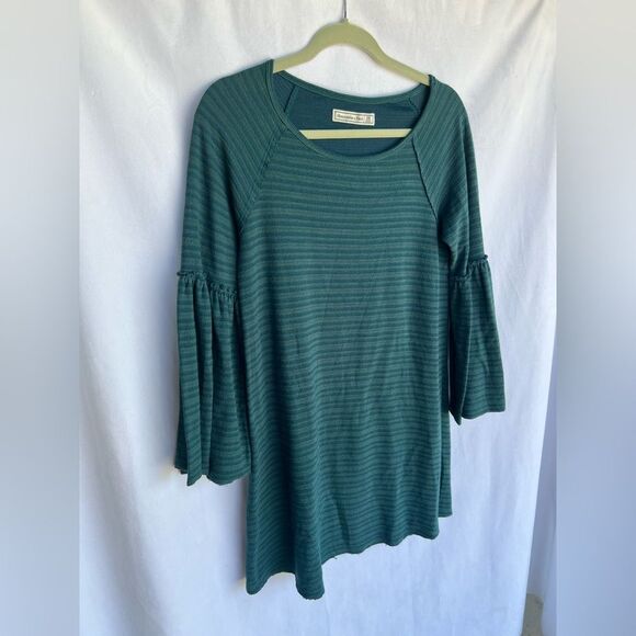 Abercrombie and Fitch Fall Dress with Bell Sleeves Blue Green size M - Picture 2 of 5